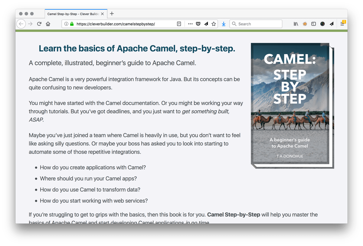 Camel Step-by-Step landing page