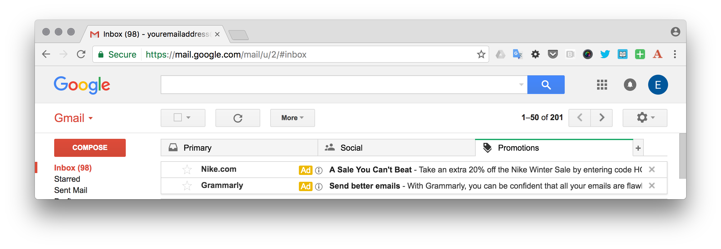 Loading your other Gmail inbox